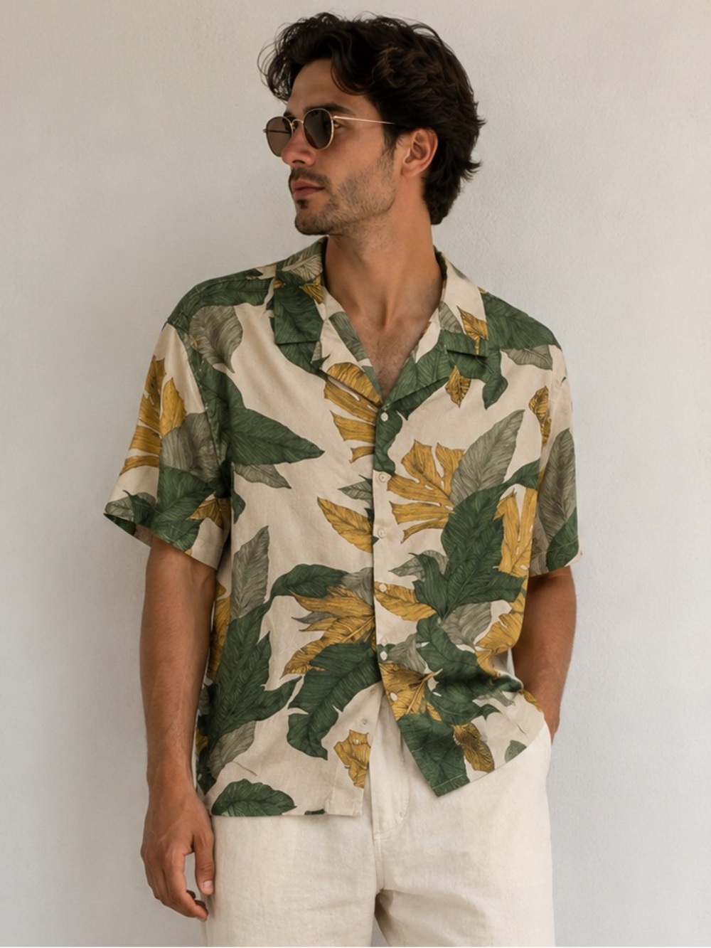 No Boundaries Tropical Leaf Button Up Shirt Men’s Size XL NWT Hawaiian Camp